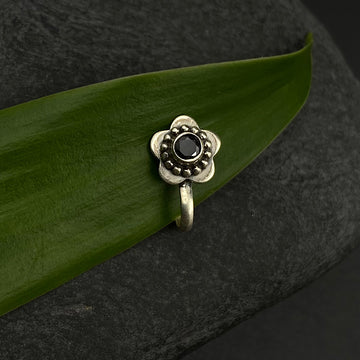 Black Flower Nose Clip-On